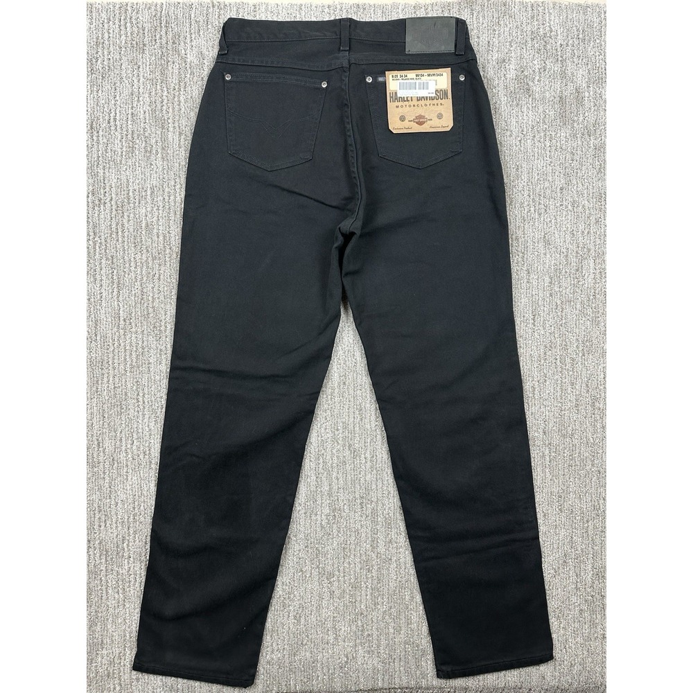 Vtg Harley-Davidson Mens Relaxed Leg Black Denim Jeans 34x34 Biker Made In USA